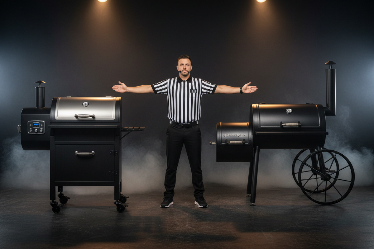 Z Grills wood pellet smoker grill on a clean background — Smokers vs. Pellet Grills comparison
