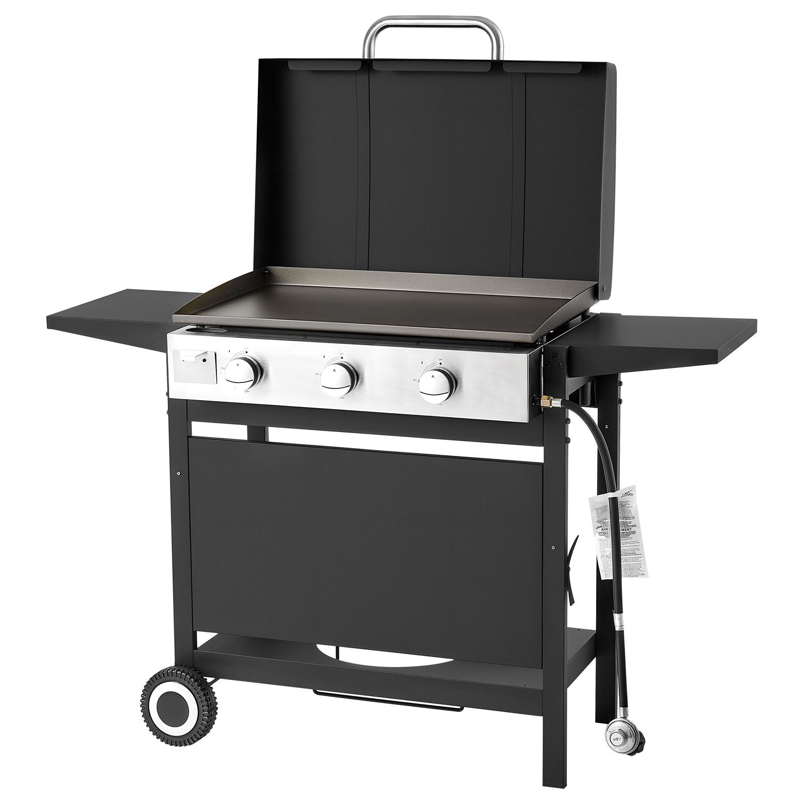 3-Burner Flat Top Grill- 33,000 BTU's - Propane Griddle With Wheels
