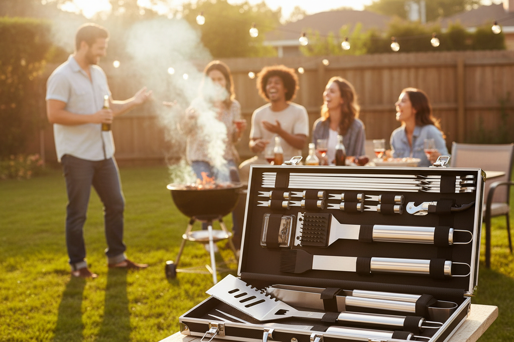 22-Piece Stainless Steel BBQ Tool Set Lifestyle