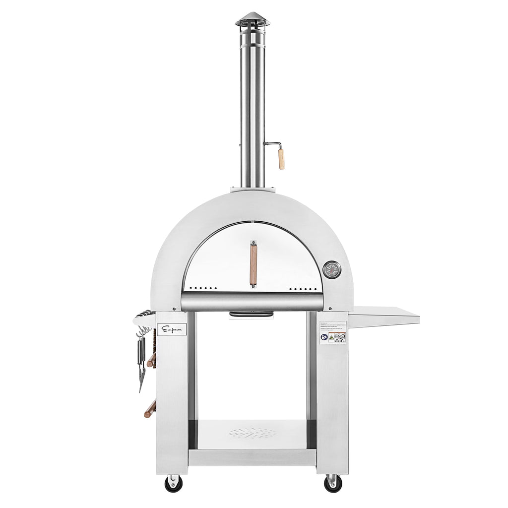 Outdoor Wood Fired Pizza Oven With Side Table- 430 Stainless Steel