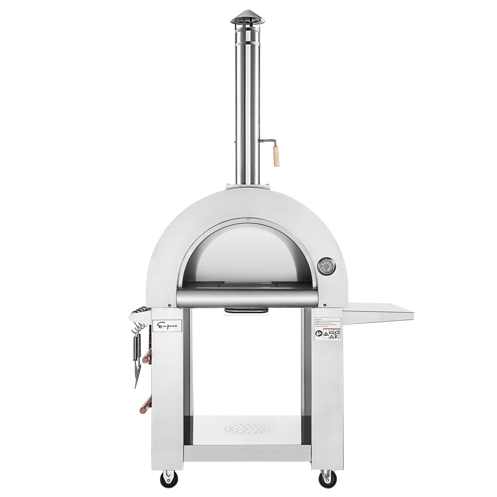 Outdoor Wood Fired Pizza Oven With Side Table- 430 Stainless Steel