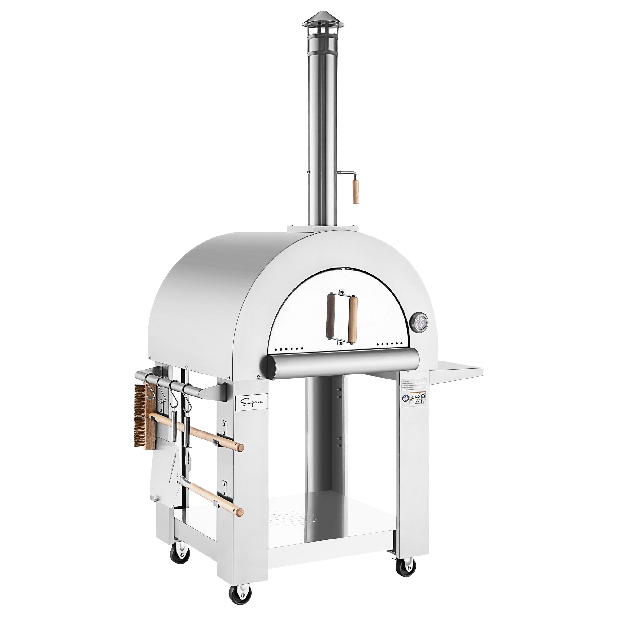 Outdoor Wood Fired Pizza Oven With Side Table- 430 Stainless Steel