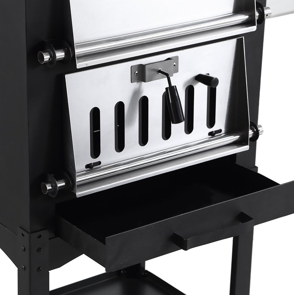 3-in-1 Charcoal BBQ Grill Steel Pizza Oven Smoker Outdoor Portable