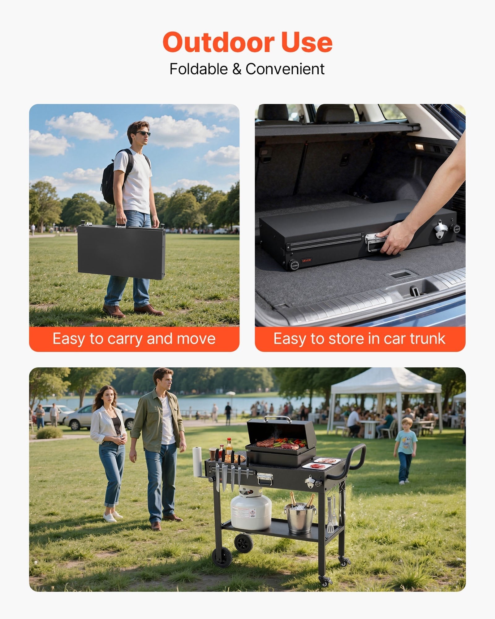 Outdoor Grill Cart, 31.0 X 17.0 Inch Tabletop Size Grilling Table,