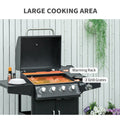 52" Barbecue Grill with Wheels 4+1 Burner Liquid Propane Gas Grill