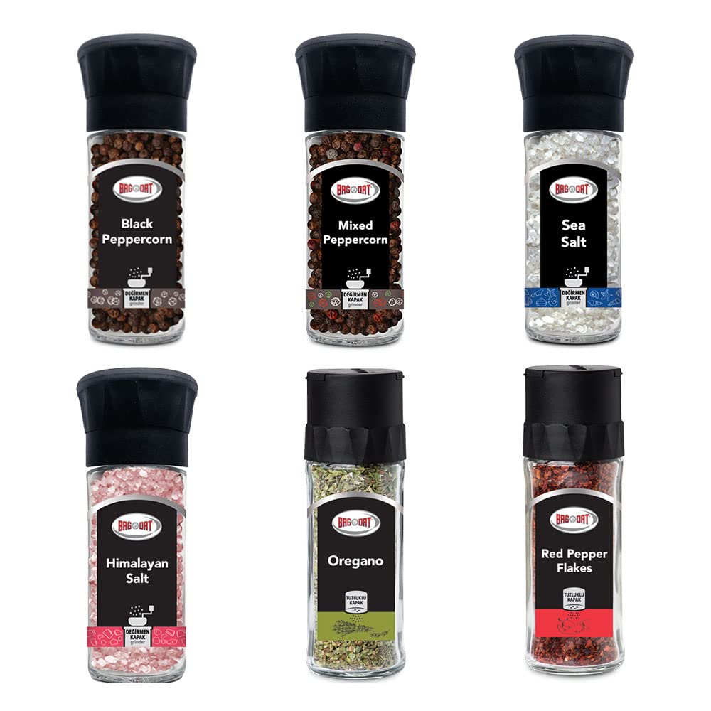 Bagdat 1964 Spices Variety Set 6 Pack (Himalayan Salt, Sea Salt, Pepper + plus 3 others)