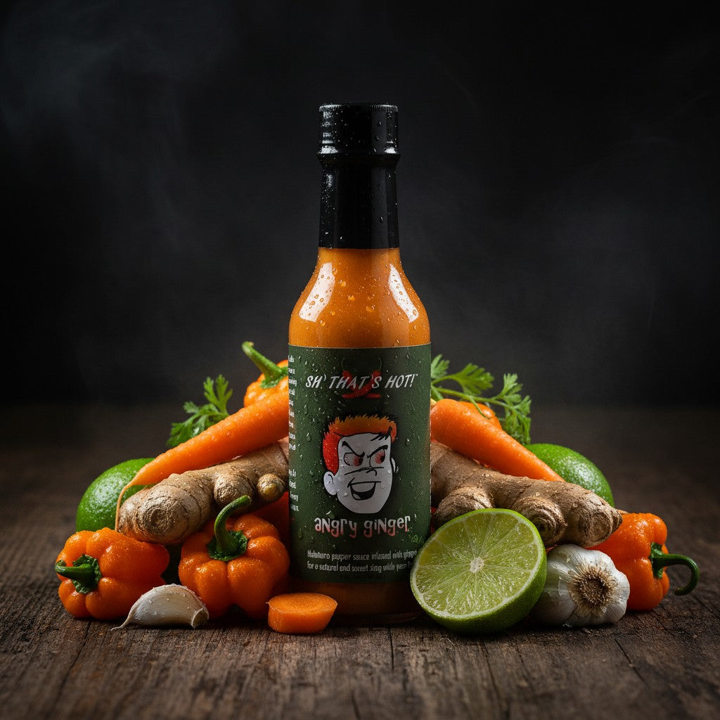 "Sh' that's Hot!" Angry Ginger Hot Sauce 5oz Jar