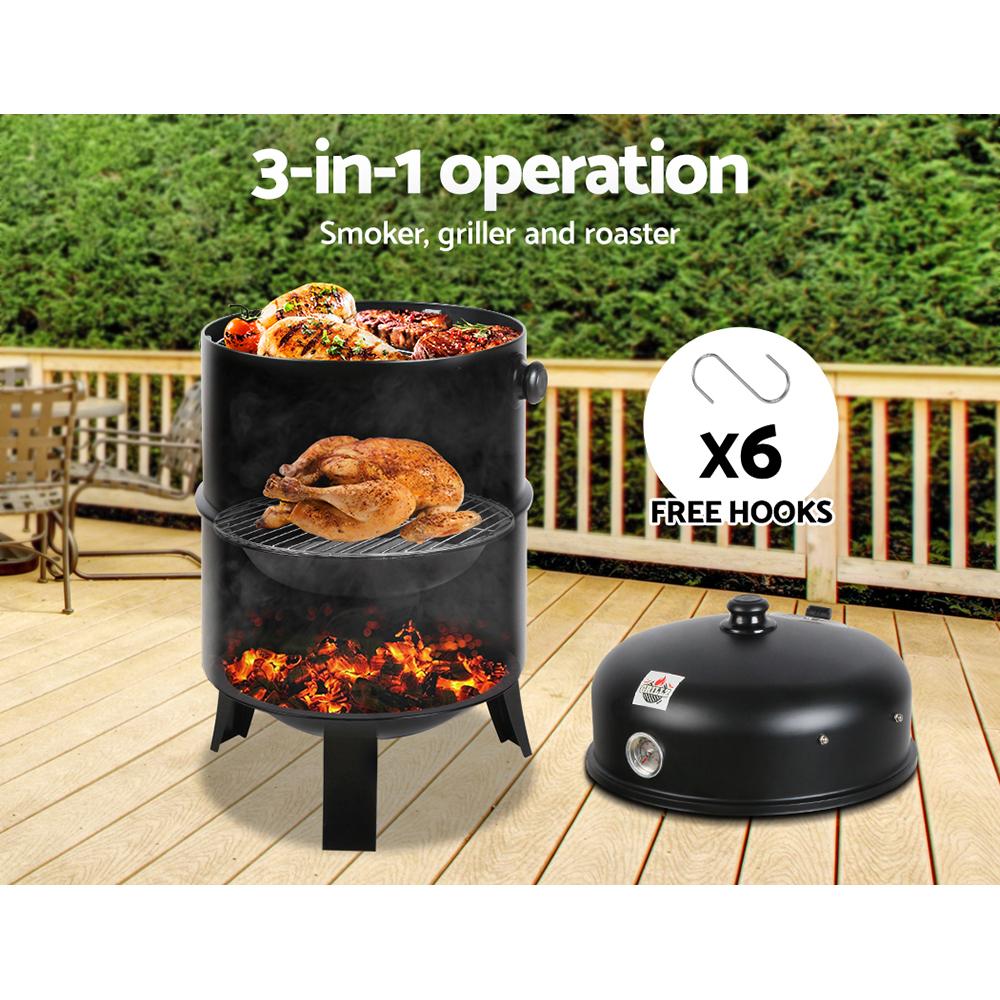 Grillz BBQ Grill 3-In-1 Charcoal Smoker