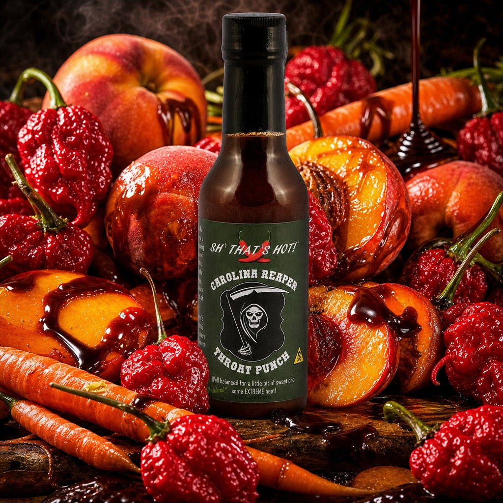 "Sh that's hot!" grilling/BBQ hot sauce - "Carolina Reaper Throat Punch" 5oz Jar- Hot