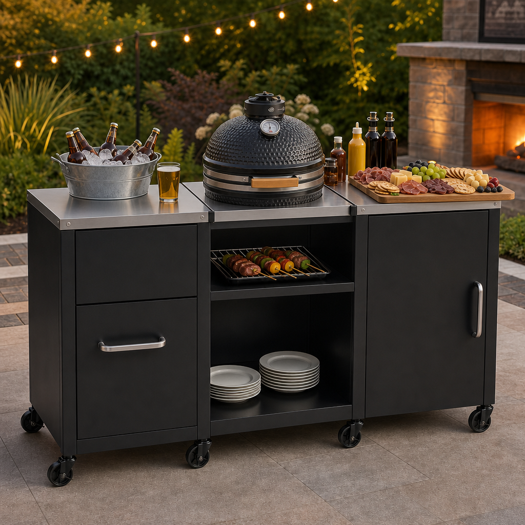 BBQ stand/prep table with Removable Shelves 59 Inches X 26.5 X 35