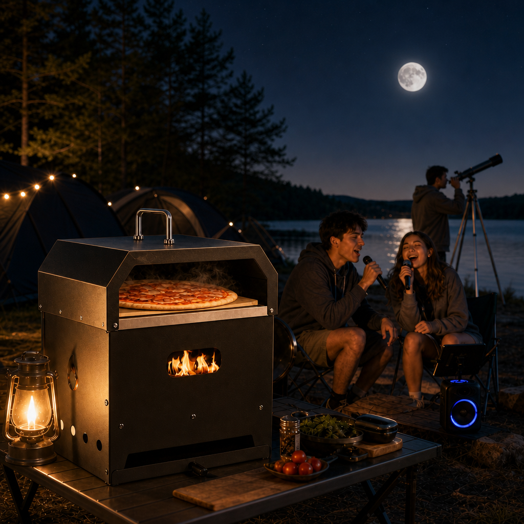 4-in-1 Outdoor Portable Pizza Oven with 12 Inch Pizza Stone