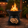 20" x 23" - Patio Metal Camping Fire Pit with Pot Holder for Outdoor