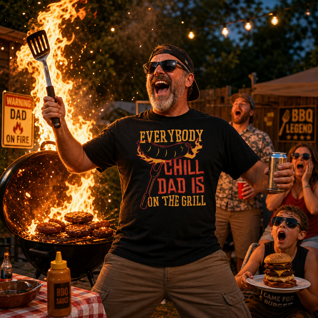 "Everybody Chill Dad is on the Grill" 100% cotton t-shirt