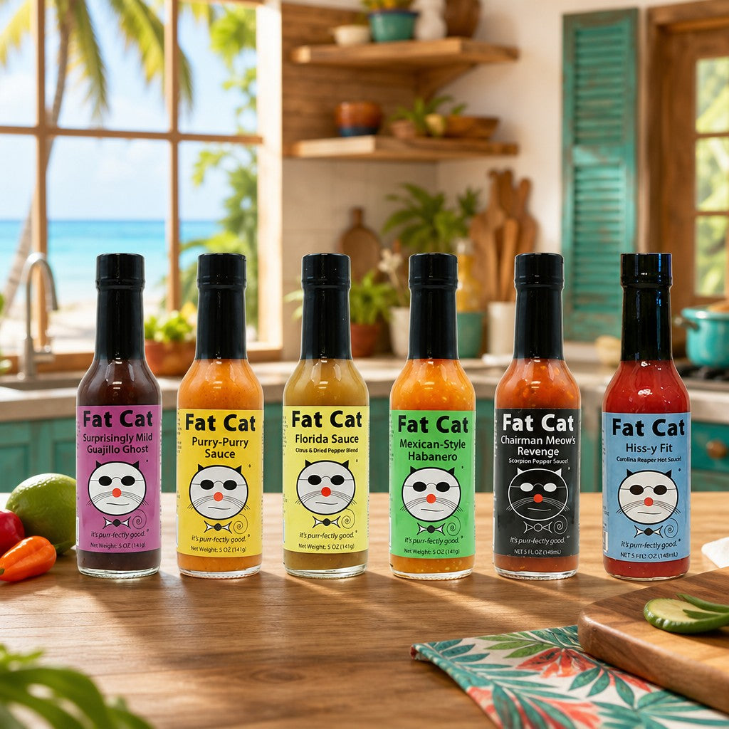 "Fat Cat" grilling/BBQ Hot Sauce 6-pk Variety Pack Bundle- 5oz bottles