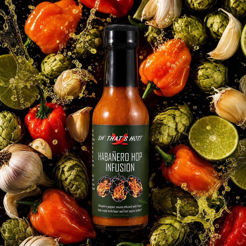 "Sh that's hot!" grilling/BBQ Hot sauce - "Habanero Hop Infusion" 5oz jar- hot