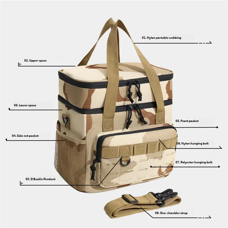 1pc Insulated Backpack Cooler Large Capacity Oxford Cloth Backpack