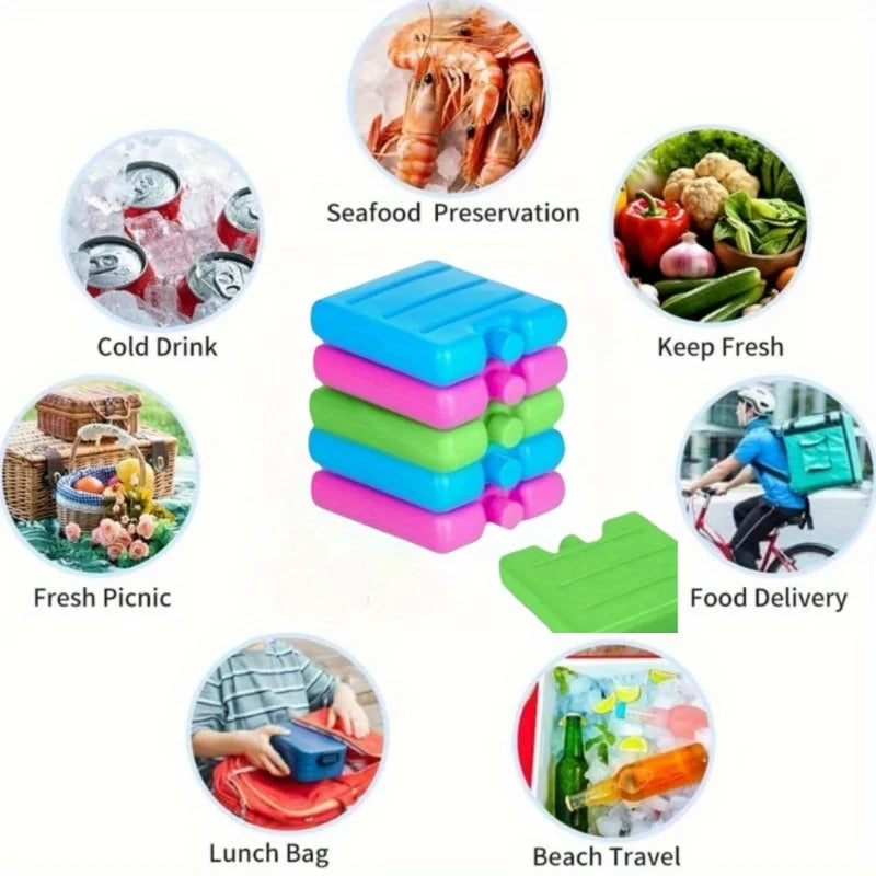 8pc Reusable Gel Ice Blocks for Cooler or Insulated bag