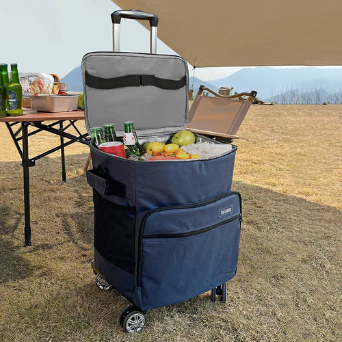 40L Collapsible Rolling Cooler Bag with Wheels Handle Large Insulated