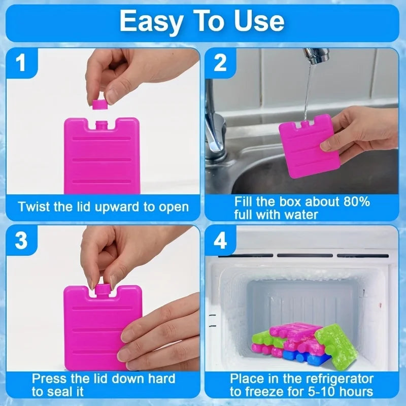 8pc Reusable Gel Ice Blocks for Cooler or Insulated bag