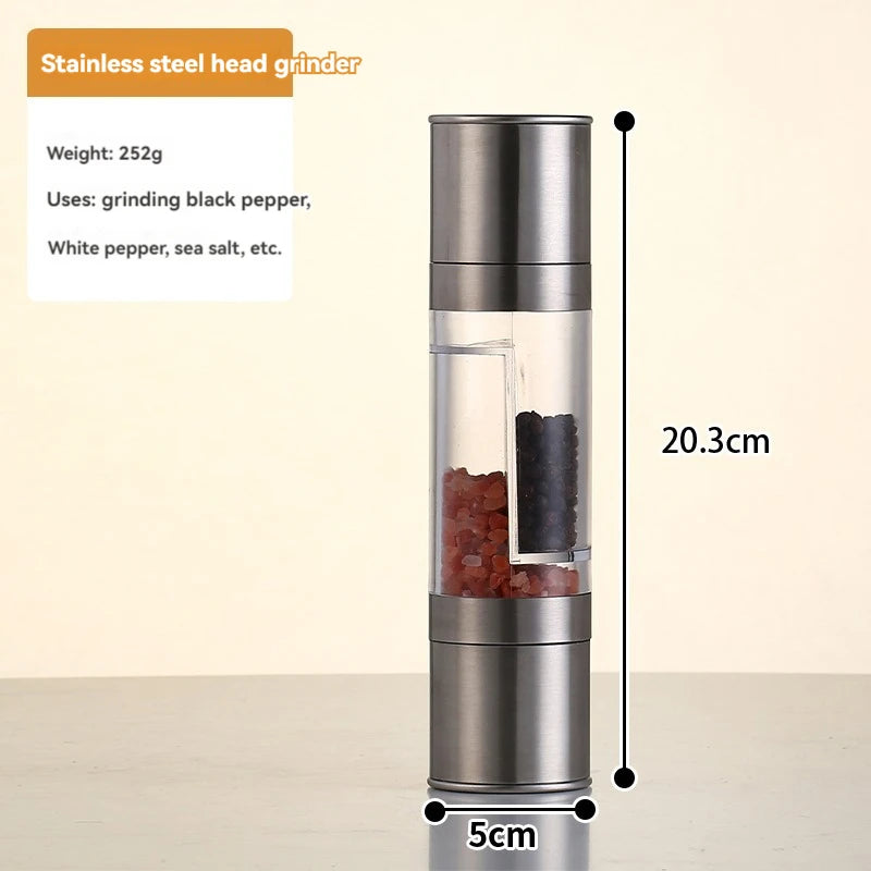 Salt and Pepper Grinder -2 in 1 Manual - Stainless steel look