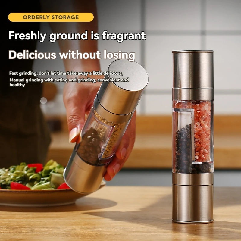 Salt and Pepper Grinder -2 in 1 Manual - Stainless steel look