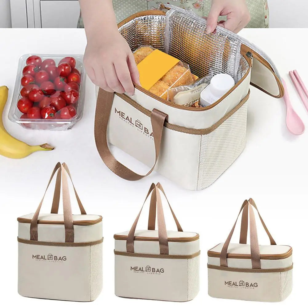Large Capacity Tote Bento Insulated Lunch Bag Picnic Food Box Storage