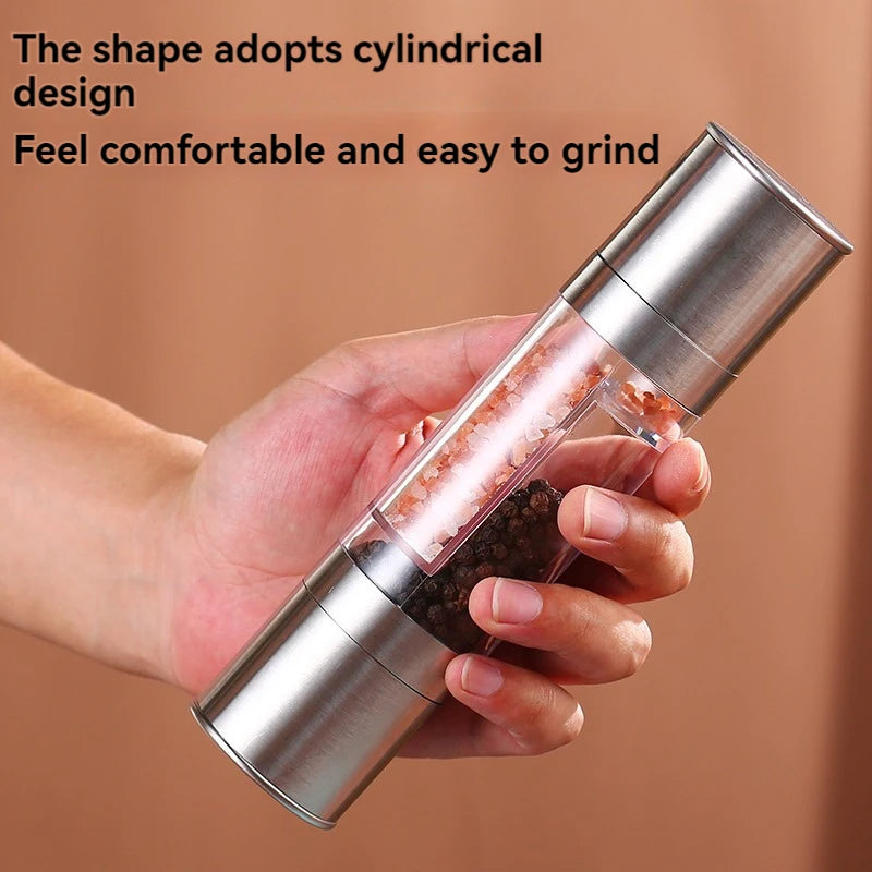 Salt and Pepper Grinder -2 in 1 Manual - Stainless steel look