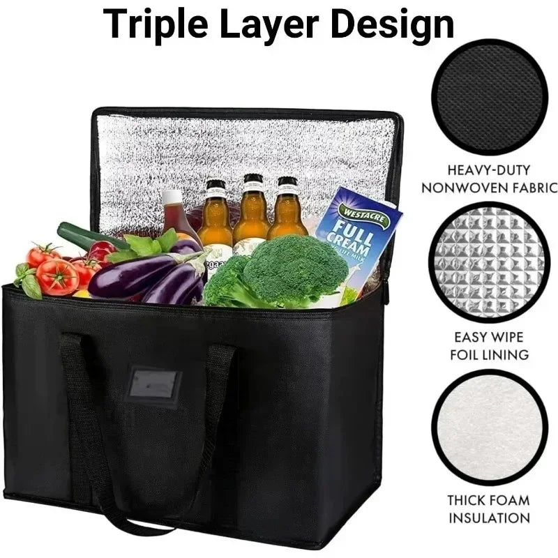 Insulated Cooler Bag, 4 sizes available - Large Capacity Thermal Lunch Tote- Waterproof