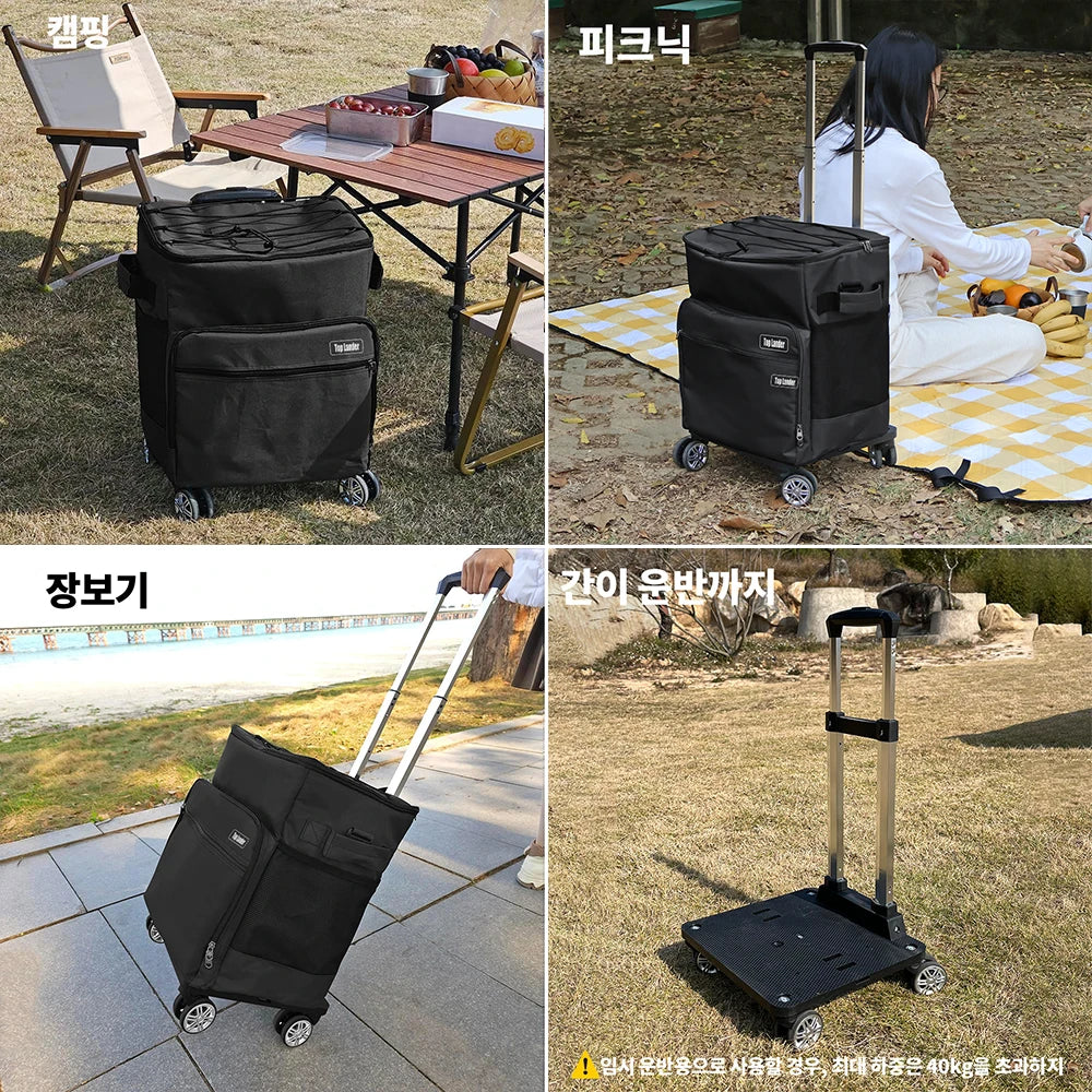 40L Collapsible Rolling Cooler Bag with Wheels Handle Large Insulated