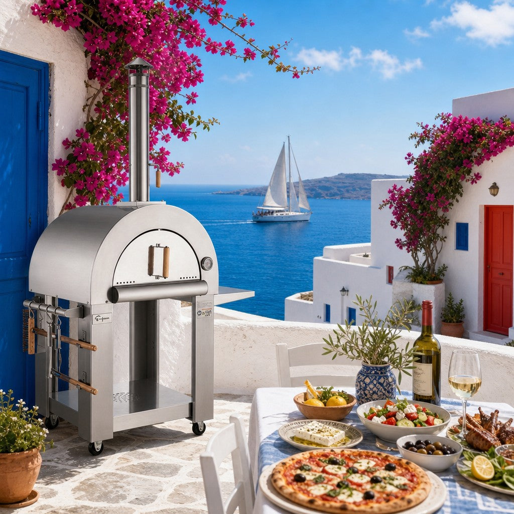 Outdoor Wood Fired Pizza Oven With Side Table- 430 Stainless Steel