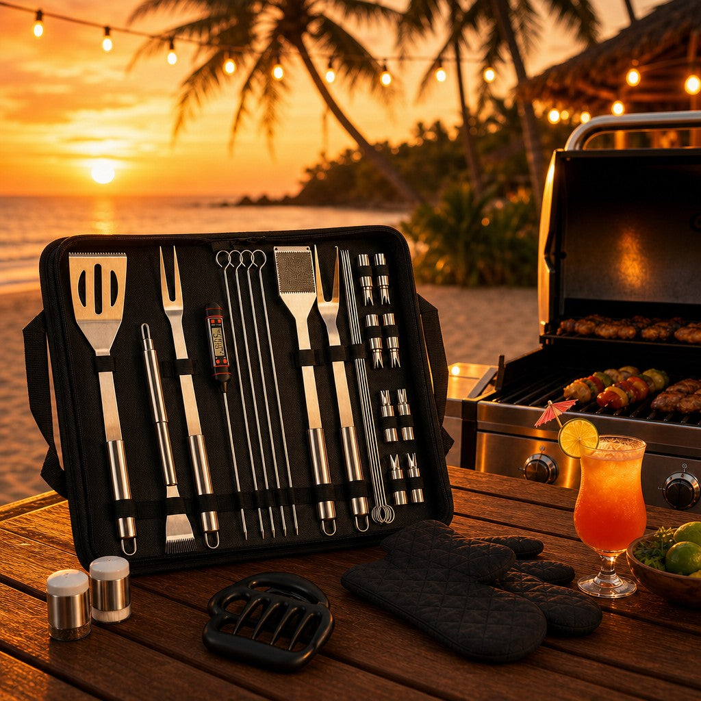 25PCS/Set Stainless Steel Barbecue Grilling Tools Set BBQ Utensils