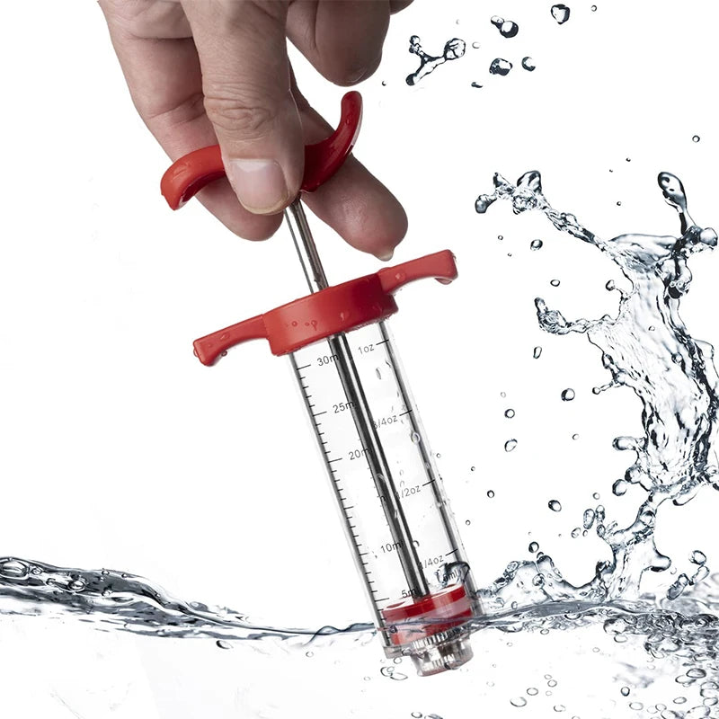 Meat Injector Syringe – Stainless Steel with Marinade Needles for BBQ