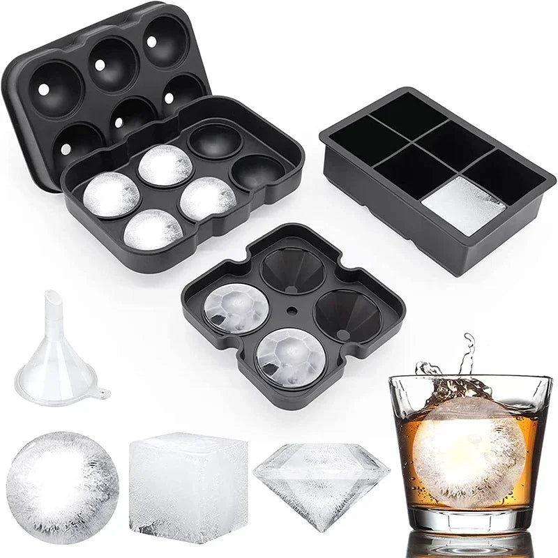 Large Ice Cube Trays Silicone Ice Cube Molds for Freezer with Lid- 3 options of shapes