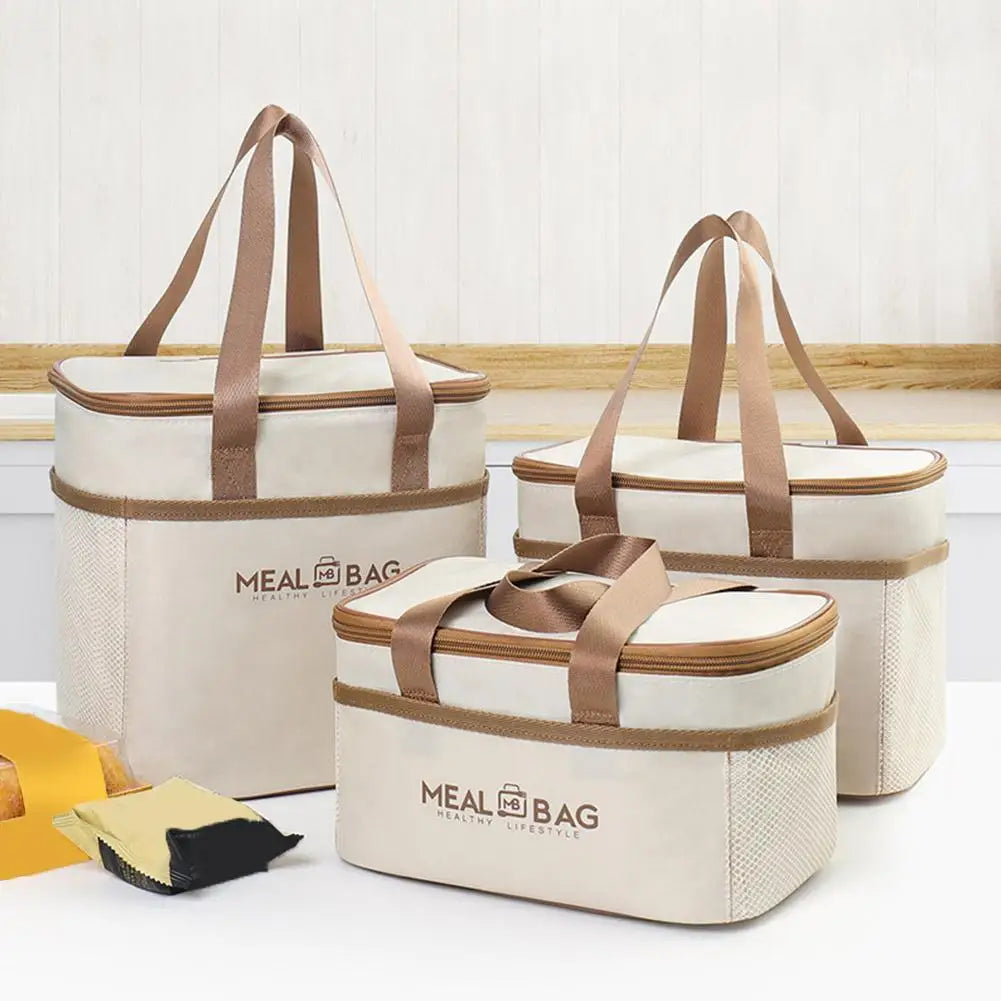 Large Capacity Tote Bento Insulated Lunch Bag Picnic Food Box Storage