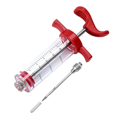 Meat Injector Syringe – Stainless Steel with Marinade Needles for BBQ