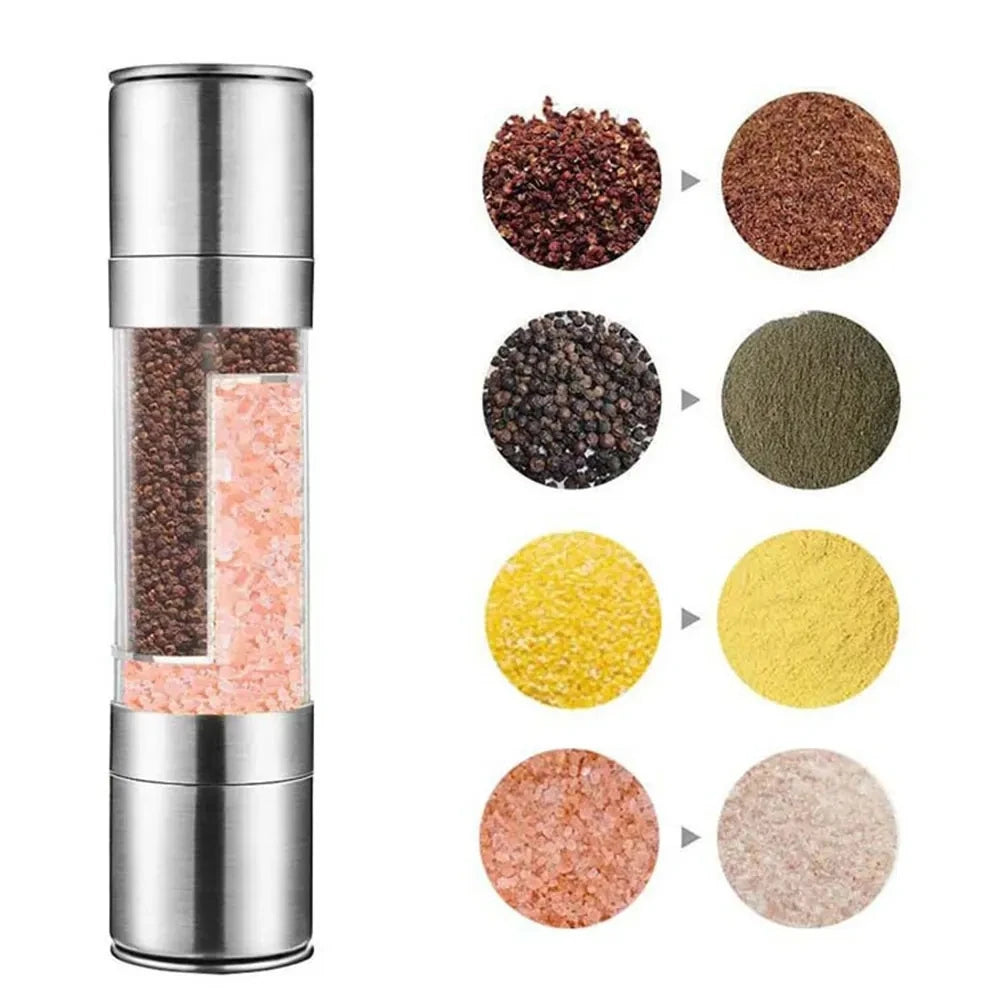 Salt and Pepper Grinder -2 in 1 Manual - Stainless steel look