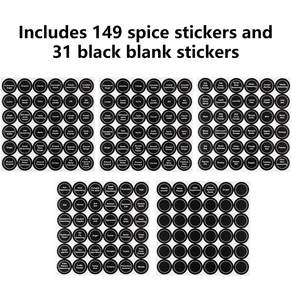 180PCS Spice Stickers for Jar/Bottle