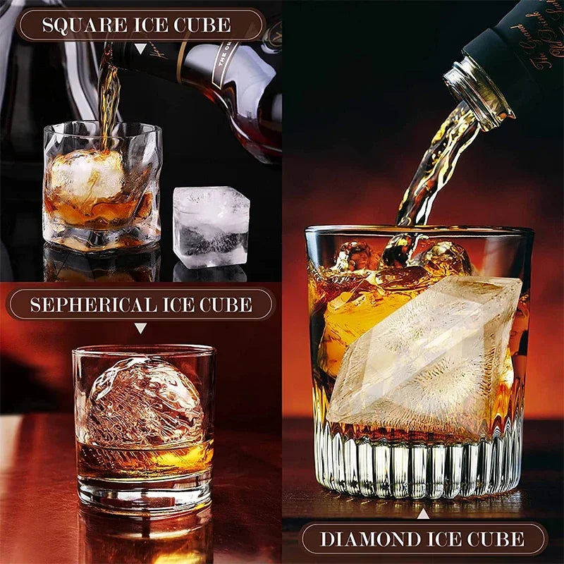 Large Ice Cube Trays Silicone Ice Cube Molds for Freezer with Lid- 3 options of shapes