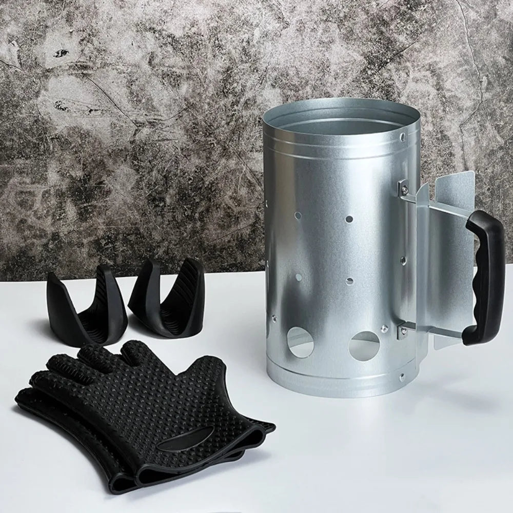 Barbecue Quick Starter Chimney BBQ Carbon Barrels Grill Bruner Outdoor