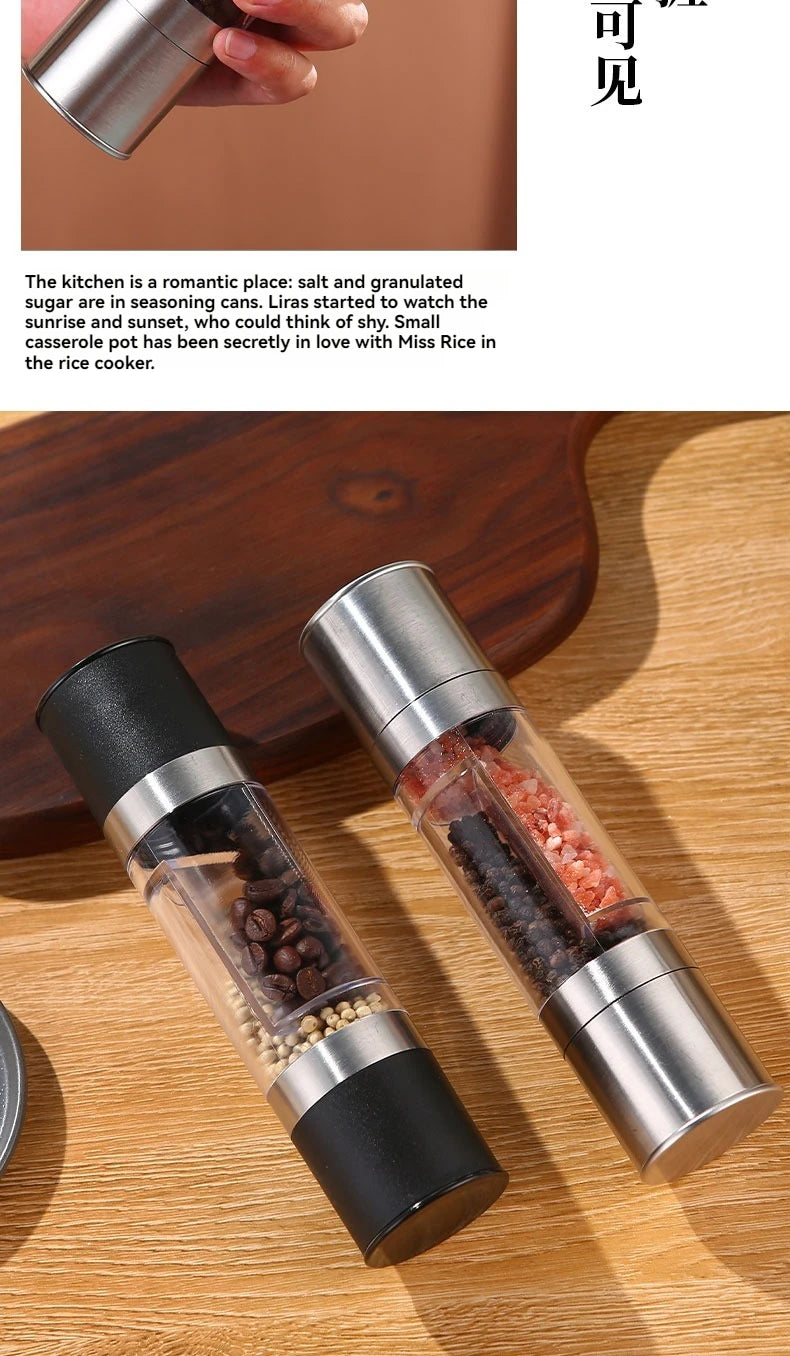 Salt and Pepper Grinder -2 in 1 Manual - Stainless steel look