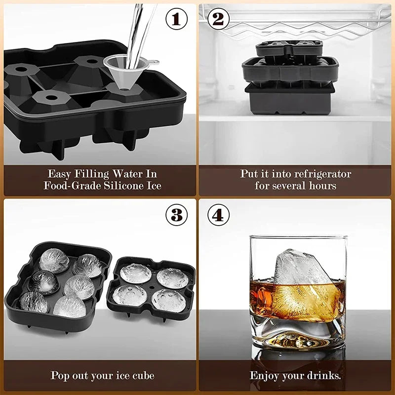 Large Ice Cube Trays Silicone Ice Cube Molds for Freezer with Lid- 3 options of shapes