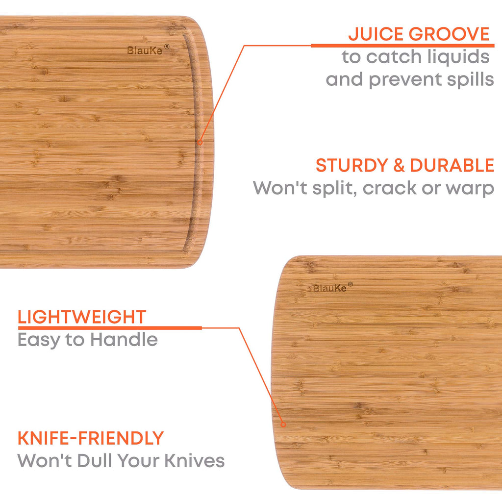 Large Wooden Cutting Board with Juice Groove - Serving Tray 18x12"