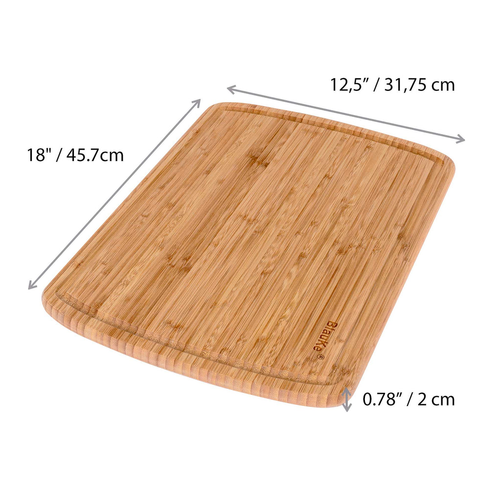 Large Wooden Cutting Board with Juice Groove - Serving Tray 18x12"