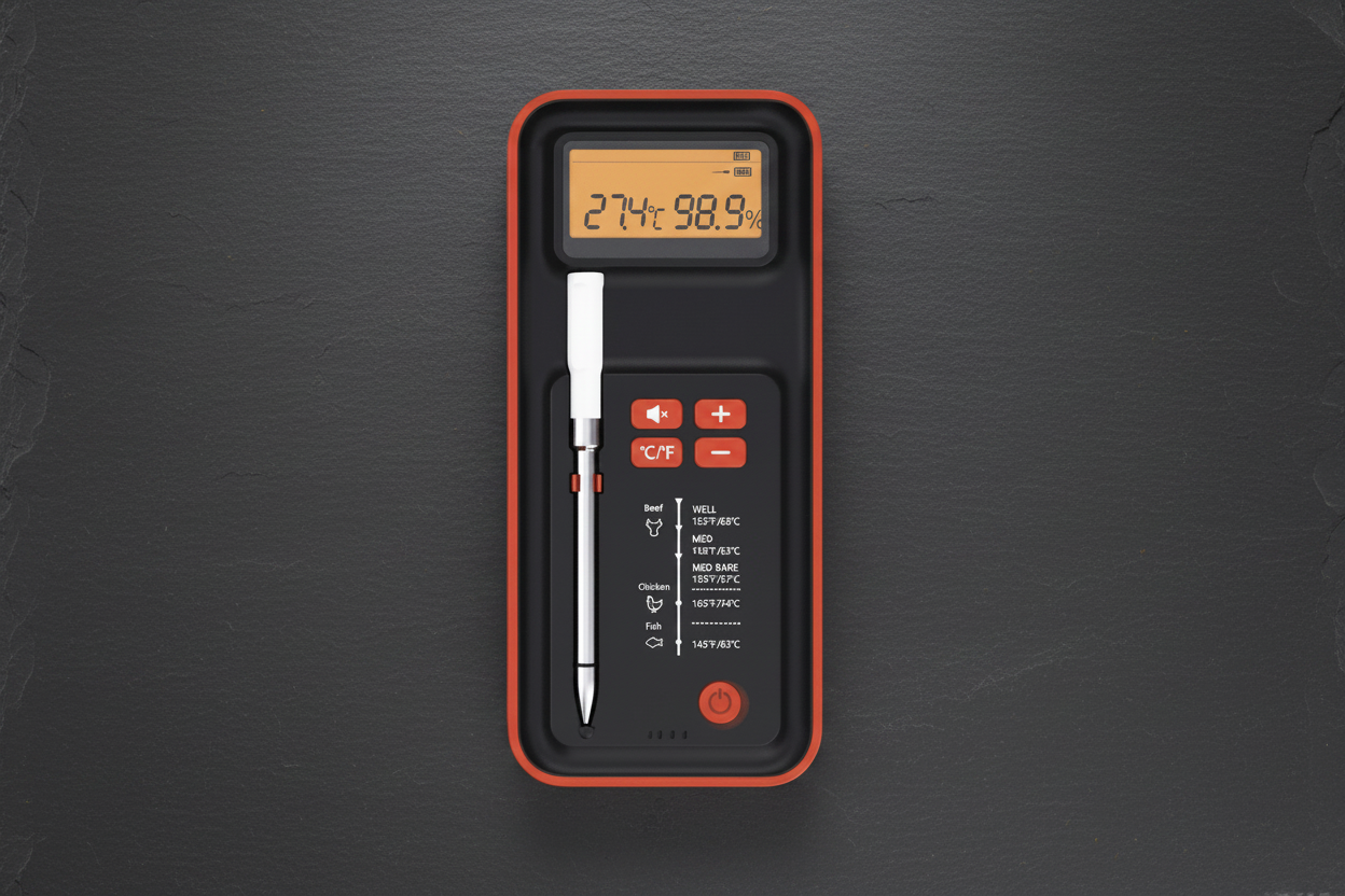 AI Bluetooth Meat Thermometer Gray Slate