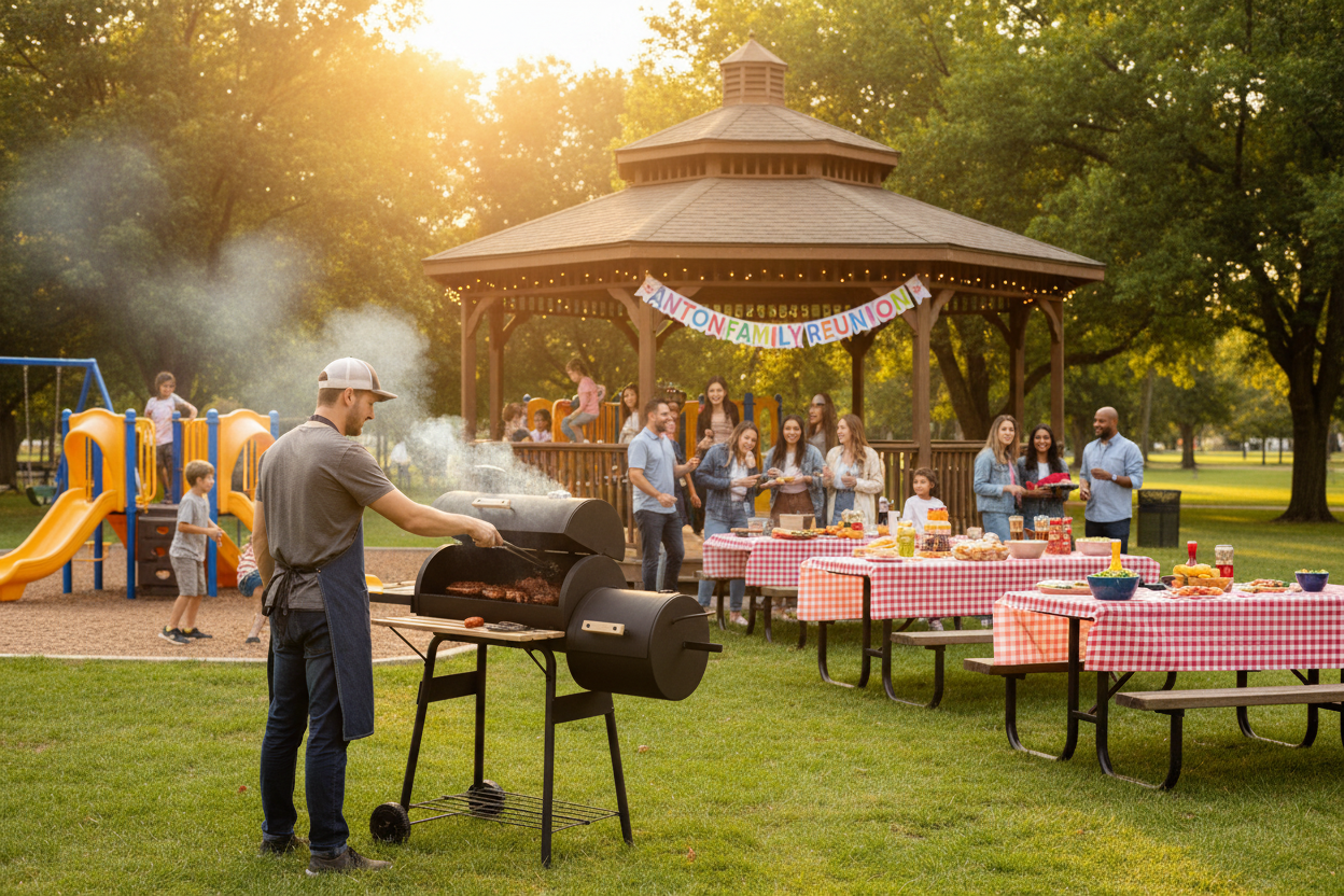 Anton Family Reunion Grill Scene