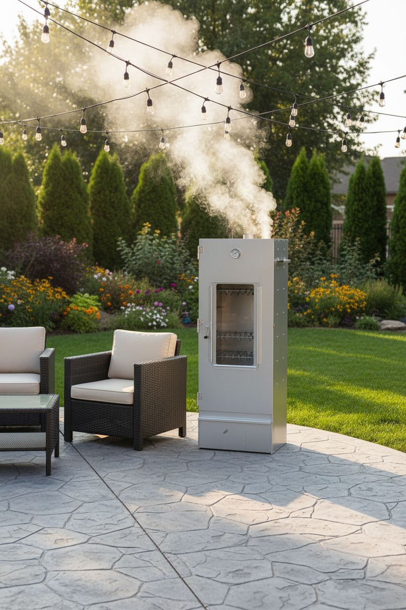 BBQ Oven Smoker with Wood Chips 17.5"x11.4"x43.3" Galvanized Steel