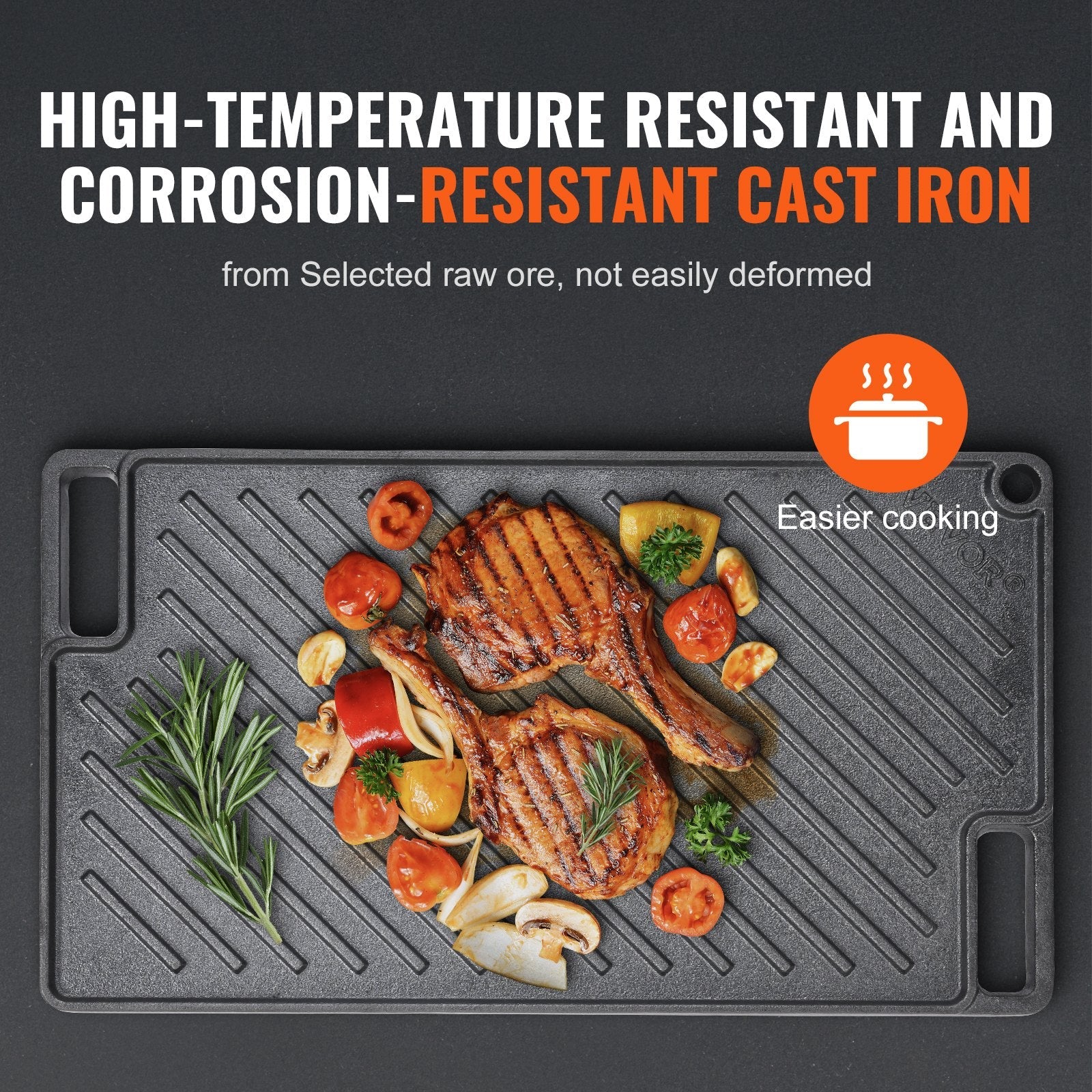 Reversible Grill Griddle, Pre-Seasoned Cast Iron/stainless steel