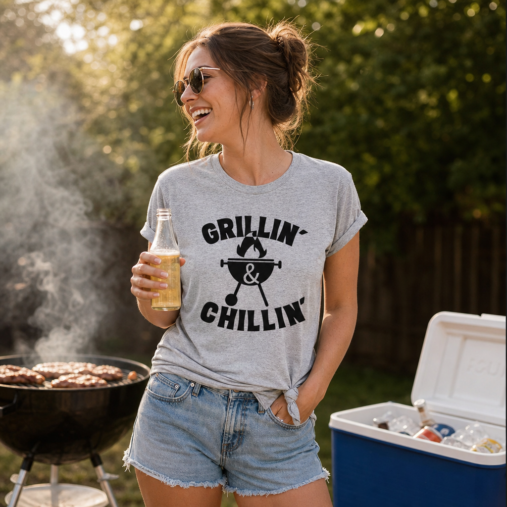 "Grillin’ And Chillin’" 100% cotton T-shirt- BBQ