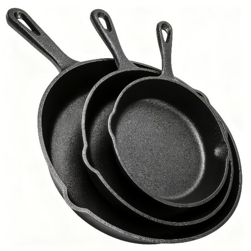 3pcs Cast Iron Skillet Set - 5.5"/6.25"/8" Skillets