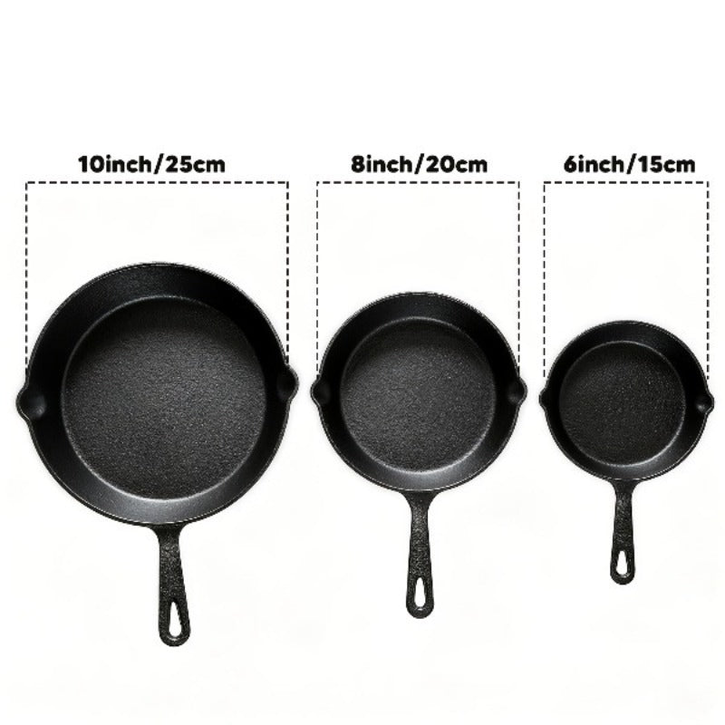 3pcs Cast Iron Skillet Set - 5.5"/6.25"/8" Skillets